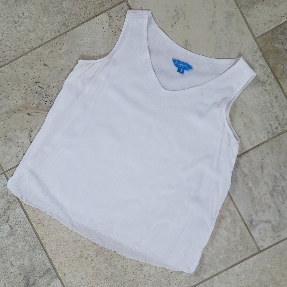 Blue Ginger White Tank Sleeveless Blouse Top Shirt
